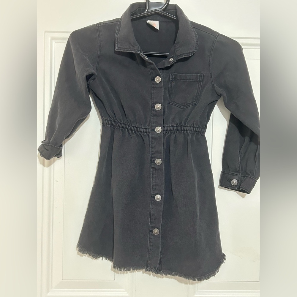 wonder nation Black Button-Front Casual Dress with Elastic Waist